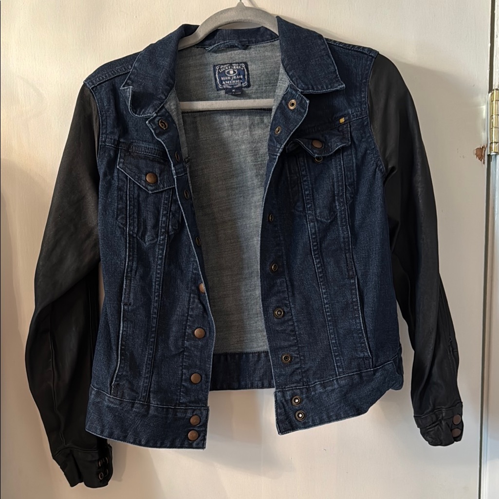 Lucky Brand Denim And Black Leather Womens Jacket Lucky Brand Denim And Black Leather Womens Jacket